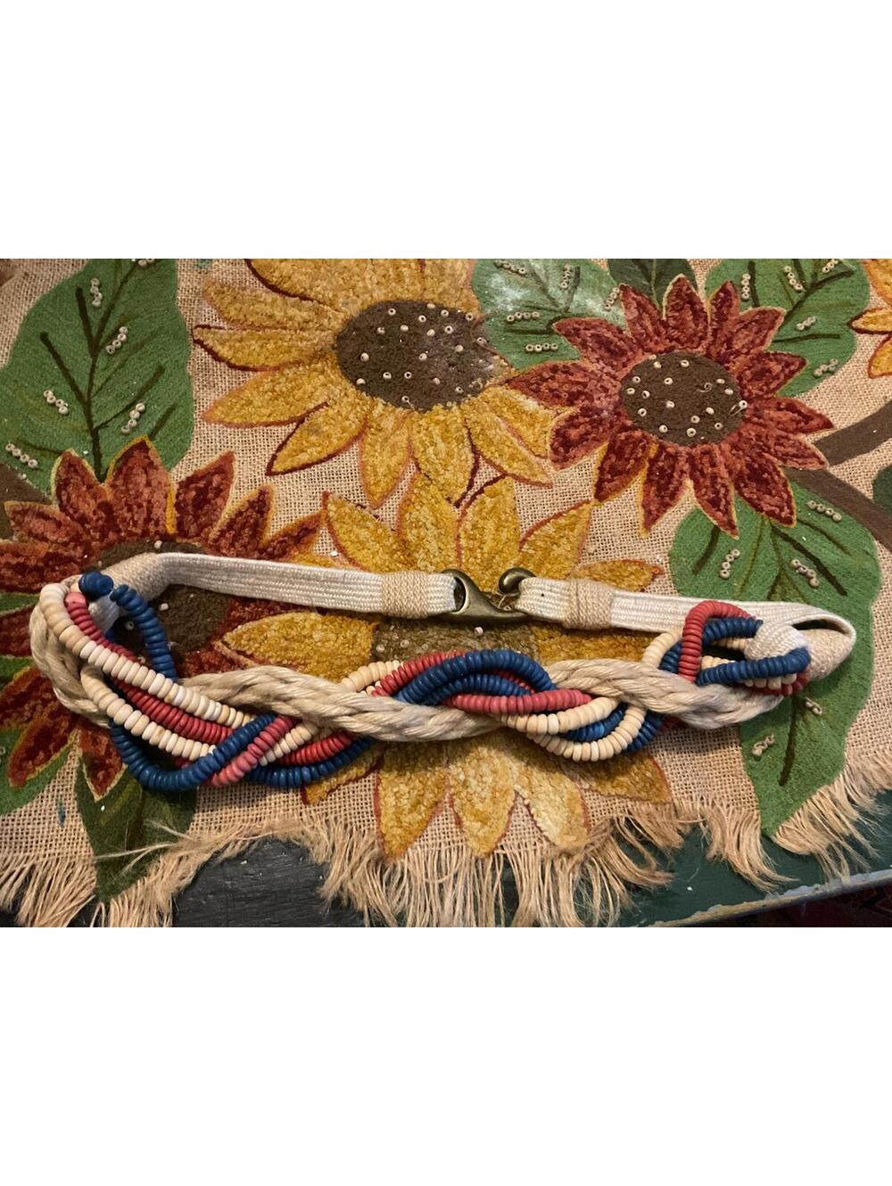 Colorful Braided and Beaded Rope Belt with hook